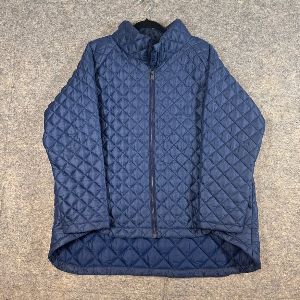 Athleta Navy Blue Quilted Whisper Featherless Jacket Full Zip Coat Performance - Picture 2 of 14